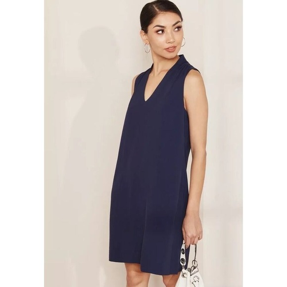 J. Crew Factory Dresses & Skirts - J.Crew Navy Blue Sleeveless Split Neck Shift Dress J8052 NEW XXS